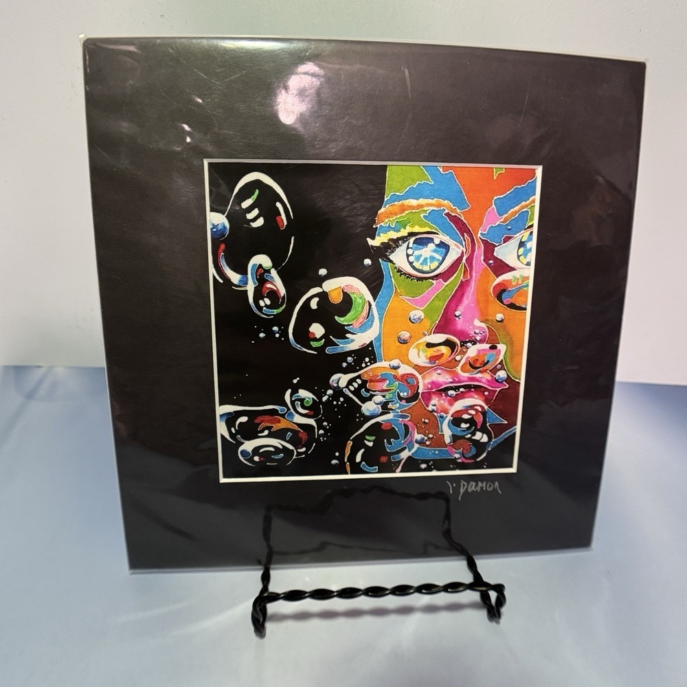 Colorful‎ Face Abstract Silk Painting Printing Pictures Bubbles Wall Art Signed